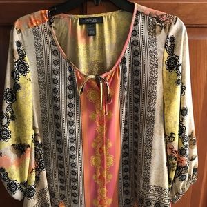 Style & Co. Ladies multi print black and orange pullover top